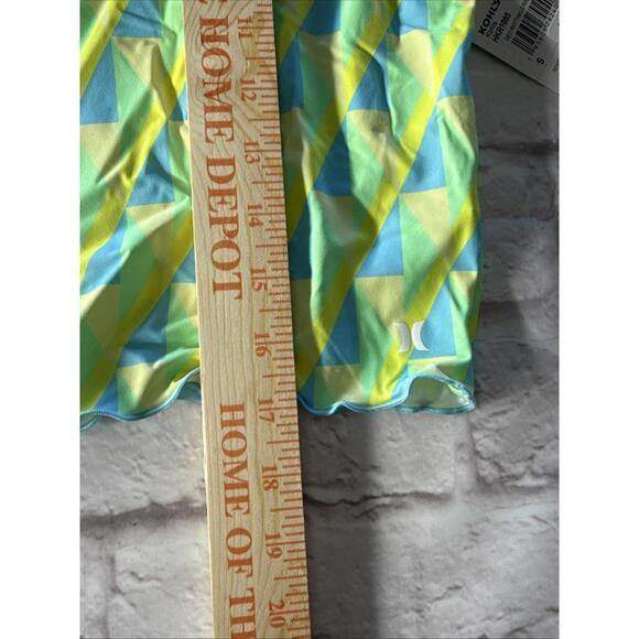 NWT Hurley Rash Guard Cheeky Bikini Small Neon Blue Green Yellow - Picture 7 of 9